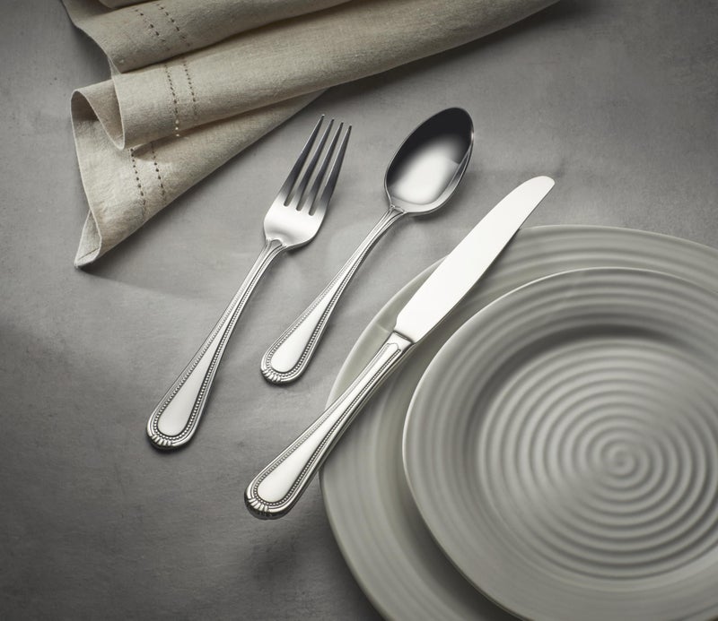 Oneida Silverware Set For 8, Countess 45-Piece Everyday Flatware Set with Serving Utensils, Service For 8, Bead Pearl, 18/0 Stainless Steel, Dishwasher Safe,Knives Spoons & Forks Set (Silver 45 Piece) - Image 4
